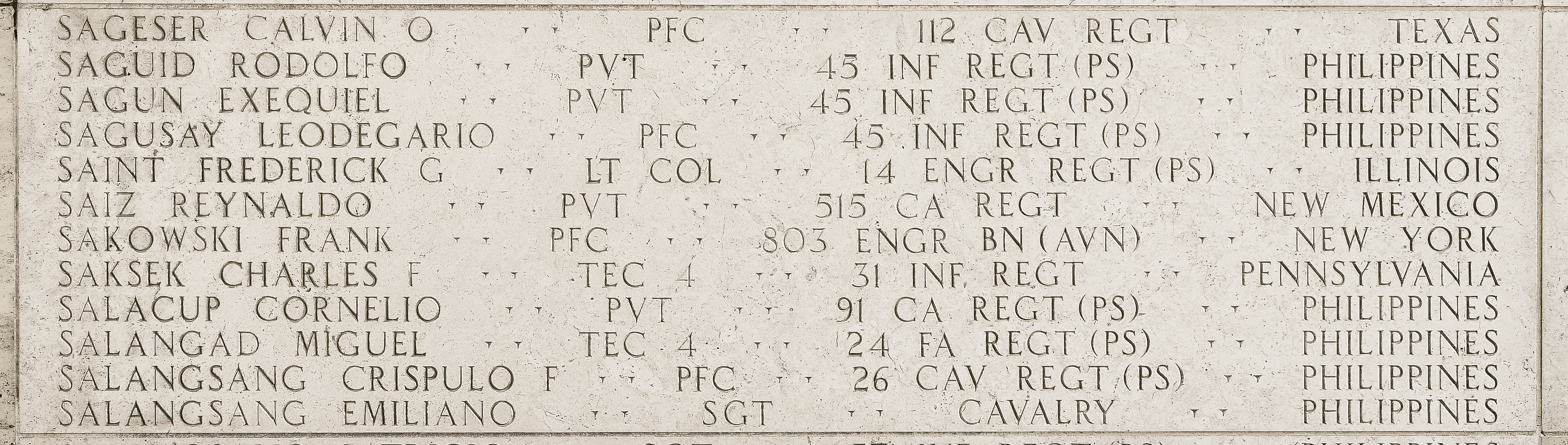 Crispulo F. Salangsang, Private First Class